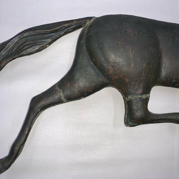 ANTIQUE Ethan Allen running horse HAND HAMMERED COPPER weathervane w/stand - Picture 10 of 16